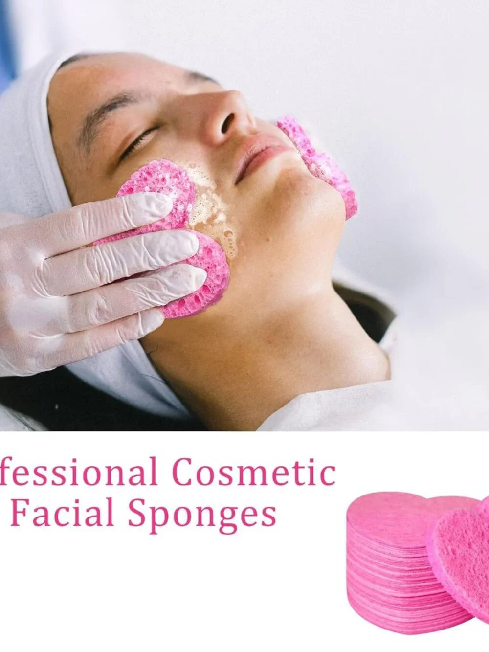 50-Pack Heart-Shaped Facial Reusable Natural Cellulose Cleansing Sponges